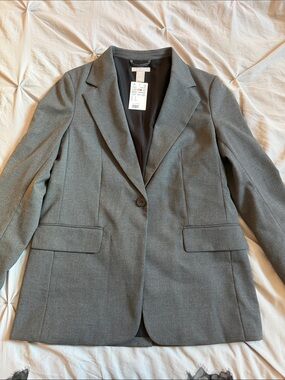 H&M Gray Single-Button Oversized Blazer